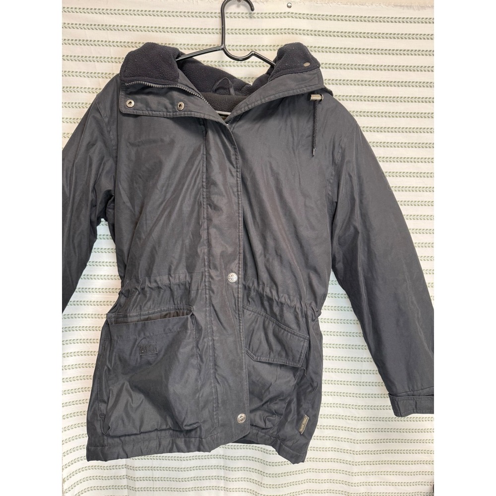 Pacific Trail 90s Womens Utility Parka Jacket Black Fleece Hooded Cargo Size S